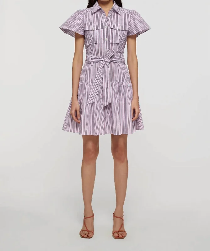 Women Wear Brands Pei Utility Shirt Dress In Red Multi